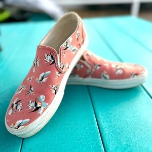 Multi-Colored Flower Vans Slip on
